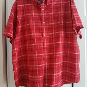 St John's Bay Men's Red Plaid Short-Sleeve Button-Up Shirt 2xl